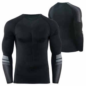 Customized Men's Rash Guard Long Sleeve Polyester/Nylon Material Digital <b>Print</b> Your Own Design Custom Logo for Gym Fitness Wear - Product Image 3