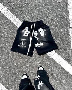 Short personnalisé délavé au soleil pour hommes été coton cordon Vintage hommes bord brut lavage à l'acide s'adapte à la taille des shorts pour hommes - Product Image 4