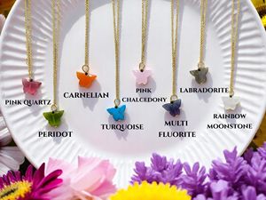 Multi Fluorite Carved <b>Butterfly</b> 18 Inch Necklace Daily Wear Minimalist Delicate Necklace Jewelry for Women - Product Image 6
