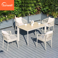 Meubles de patio, chaises en aluminium et table à manger, table de jardin résistante aux intempéries pour la cour, les hôtels, les villas