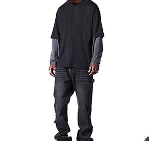 T-shirt à manches longues en tricot double couche pour homme de qualité supérieure, tendance, couleur personnalisée, coupe ample décontractée, 220 grammes - Product Image 4