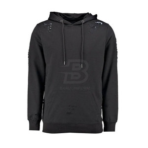 <b>Top</b> Selling Plus Size Custom Made Winter Solid <b>Distressed</b> Hoodies with Hooded Collar Design Your Own Logo - Product Image 1