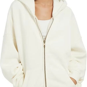 Sudaderas con capucha de algodón 100% de alta calidad para mujer, estampado de pantalla de seda con patrón sólido de invierno bordado - Product Image 1