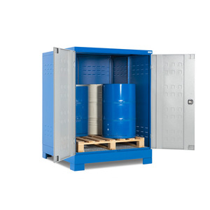 Deposito di materiali pericolosi in acciaio, con porte, per 4 barili, 1400 x 1410 x 1860 mm - Product Image 1