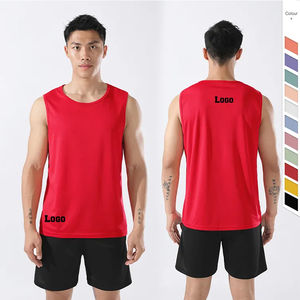 Ropa de fitness transpirable personalizada deportes gimnasio poliéster liso en blanco gimnasio Fitness camiseta sin mangas hombres - Product Image 3