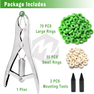 Kit de ligature orthopédique réutilisable en acier inoxydable avec pinces et 100 anneaux de castration de qualité supérieure (70 grands + 30 petits) durables pour le bétail - Product Image 6