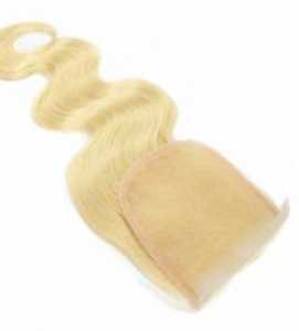 Trame de cheveux humains indiens vierges Remy avec fermeture en dentelle HD Vague de corps douce Couleur claire naturelle Double trame blanchie chimiquement - Product Image 5