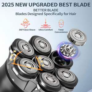 Rasoir rotatif électrique rechargeable pour hommes, tondeuse pour crâne chauve avec design portable, rasoir lavable et étanche pour le visage et le corps - Product Image 6