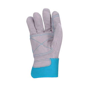 Gants de travail en cuir pour hommes en cuir de vache gris et bleu Gants de sécurité pour mécanicien de soudage - Product Image 3