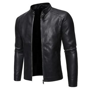 Chaqueta bomber de cuero para hombre de motocicleta de fabricante personalizado chaqueta de cuero con cuello levantado para hombre - Product Image 1