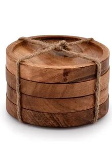 Handcrafted round <b>wood</b> <b>coaster</b> with smooth edge natural wooden drink mat for cups mugs and glasses from Vietnam - Product Image 4