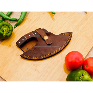 Cuchillo Ulu para Deshuesar, Hecho a Mano, Ecológico, de Acero de Damasco, con Mango de Madera Pakka, Logotipo Personalizado, para Cocina y Restaurantes de Pizza - Product Image 5