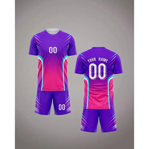 Camiseta Deportiva Personalizada de Fútbol Americano y Fútbol, Color Rosa Morado, Cómoda y Transpirable, con Nombre y Número, Corte Automatizado, Estilo Conjunto - Product Image 4