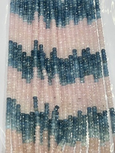 Morganite rose naturelle et aigue-marine bleue perles à facettes Rondelle 5mm taille 14 pouces brin pour la fabrication de bijoux avec des perles de pierres précieuses - Product Image 4