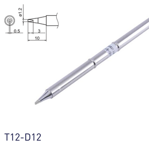 Punta de Soldador Hakko T12-D12 1.2D, Duradera, de Cobre Libre de Oxígeno, Conector Deslizante, 10mm de Longitud, Tipo Cuchilla, Pinza, Cincel - Product Image 1