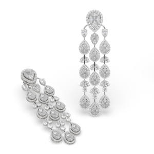 Boucles d'oreilles en diamant de culture rondes, taille EF VS, or blanc 18 carats, 12 grammes, style clou audacieux, Vala Brothers, tendance, vente en gros directe d'usine - Product Image 2