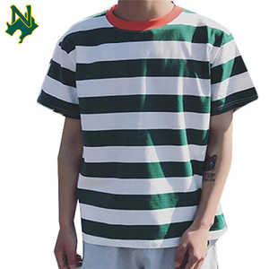 Wholesale striped <b>t</b>-<b>shirt</b> <b>men</b> Lightweight Hip Hop <b>curved</b> <b>hem</b> tee Hipster summer fashion custom logo Blank <b>T</b>-<b>shirt</b> for <b>men</b> - Product Image 2
