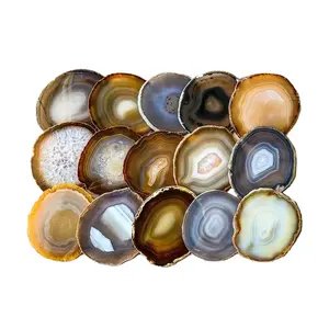 Wholesale Bulk Lot Hot Selling Coasters Geode Coasters Gold Authentic Agate Rim Agate Gift Folk Party Wedding Bling Decor Art St
