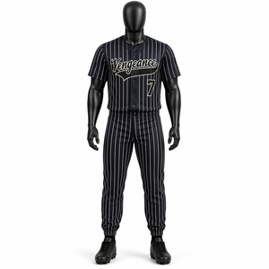 Custom Men's Baseball Uniform Set Pinstripe Jersey & <b>Pants</b> Breathable Polyester Team Sportswear Sublimation Baseball Kit OEM - Product Image 1