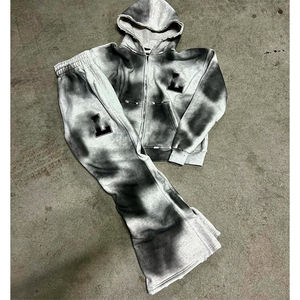 ชุดวอร์มสตรีทแวร์ฤดูหนาว ปักลายแบบกำหนดเอง เสื้อพูลโอเวอร์ทรงครอป ซักแล้ว ทรงหลวม มีฮู้ด ทรงบาน ซ้อนชั้น ผ้าฝ้าย 100% - Product Image 1