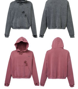 Sweat-shirts unisexes vintage surdimensionnés en coton épais de haute qualité, sans cordon, personnalisables avec logo, effet vieilli - Product Image 4