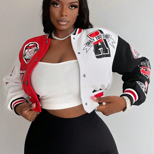 Sortir femmes coupe ample impression numérique vêtements d'extérieur léger graphique à manches longues Baseball College Baseball Varsity vestes - Product Image 1