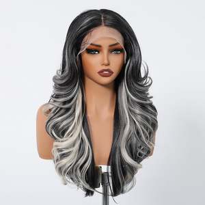 DWY Glueless Synthetic Lace Front Body Wave <b>Wig</b> 32-Inch Adjustable Cap Heat Resistant Fiber Transparent Black HD Lace - Product Image 3