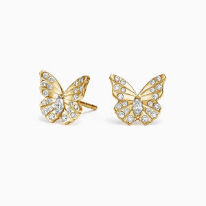 Petit papillon Design diamant boucle d'oreille de 10k 14k 18k or jaune certifié brillant laboratoire cultivé bijoux pour femmes-DS0572 - Product Image 1
