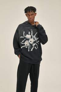 Nuevo personalizado 2025 Hombres Sudadera con capucha Algodón Mezclado Sun Fade Baggy Style Trendy Oversized Rhinestone Distressed Winter Fleece Hoodie - Product Image 3