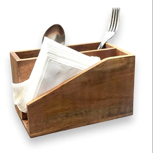 Elegante soporte para cubiertos de madera para organizador de almacenamiento de cocina moderno y presentación de mesa de comedor - Product Image 1