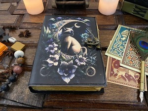 Grimoire chat cuir Journal cahier carnet de croquis livre d'ombre sorcière Wiccan Journal cadeaux faits à la main pour Halloween - Product Image 4