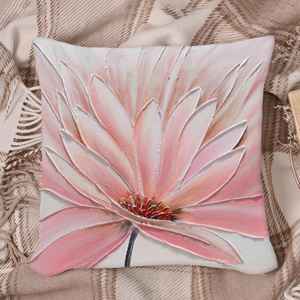 Coussin imprimé moderne de luxe à fleurs roses - Accent confortable pour lit, 18"x18" - 45x45 cm - Product Image 1