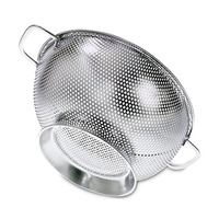 Ensemble de bol de passoire en acier inoxydable de haute qualité panier de passoire d'évier à petit trou avec poignée percée cuisine passoire à riz à mailles fines