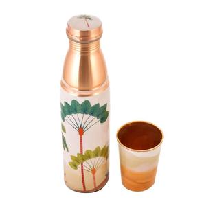 Botella de Agua de Cobre Puro Auténtica con Estampado, 950 ml, con 1 Vaso de 250 ml, Juego de Botella y Vaso de Diseño para Uso en el Hogar y la Oficina - Product Image 2