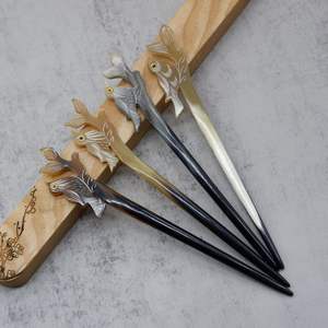 LINKED Handmade Polished Buffalo Horn <b>Hair</b> Styling Accessories <b>Hair</b> Fork Stick <b>Barrettes</b> <b>Clips</b> for Jewelry Matiss - Product Image 3