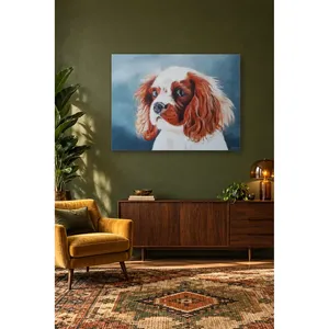 Portrait de chiot Fida Cavalier sur fond bleu, impression sur toile - Product Image 2