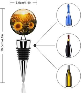 Sunshine Sunflower Field Stainless Steel <b>Wine</b> Bottle Stoppers Reusable Vacuum Corks With Gift for <b>Wine</b> Lovers - Product Image 1