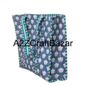 Bolsa de Mano Hecha a Mano con Estampado de Bloques Indio, Bolsa de Transporte de Algodón 100% Moderna, Bolsa de Mercado de Nuevo Estilo, Regalo para Ella - Product Image 4