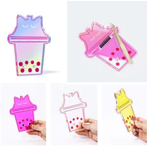 Acrílico personalizado Boba Cup Lash Tile Cute Eyelash Extension Palette Display Board Heart Flower Shape Beauty Tool para Lash Artists - Product Image 5