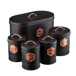 <b>Set</b> of Five Galvanized <b>Canister</b> Black Color Handmade Designer Storage Box Classic Stylish Designer Metal <b>Canister</b> - Product Image 1