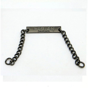 Custom Metal Chain Garment Label Eco-Friendly Alloy Plated Hand-Stitched Sweater <b>Tag</b> with Embossed Lettering - Product Image 1