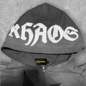 सबसे ज्यादा बिकने वाली कस्टम विनिर्माण थोक कढ़ाई पैच और सूरज की फीकी हुई हुडी निर्माता कस्टम ज़िप अप हुडी - Product Image 4