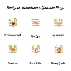 เครื่องประดับแหวนพลอยอเมทิสต์สีม่วง ชุบทอง แฮนด์เมดรูปไข่ ดีไซเนอร์ วงแหวน ปรับเครื่องประดับได้ ของขวัญวันเกิด - Product Image 2