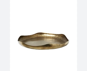 Bandeja Redonda de Metal Dorado para Servir Comida, Vajilla Decorativa PARA EL Hogar, Hecha a Mano, Metal Sólido - Product Image 2