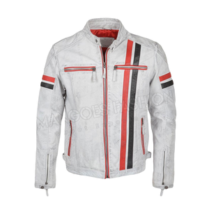 Chaqueta de cuero de motocicleta para hombre de la mejor calidad hecha a mano de cuero de vaca Premium chaqueta de cuero de vaca cómoda - Product Image 1