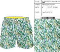 Short de bain extensible biologique à séchage rapide personnalisé avec tissus tissés à motifs enduits pour un design de maillot de bain personnalisé