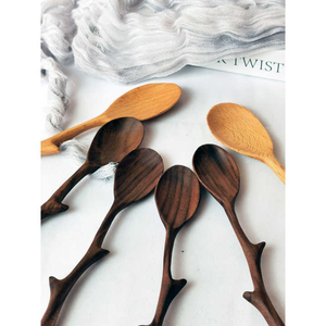 Ensemble d'ustensiles de cuisine 9pcs avec porte-cuillère Set d'ustensiles de cuisine en teck naturel Spatule en bois Fourchette à salade Set de cuillères en bois - Product Image 6