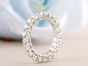 Mujeres Full Eternity Moissanite Diamond 14K oro blanco boda banda Vintage Art Deco diseño elegante regalo para esposa o novia - Product Image 3