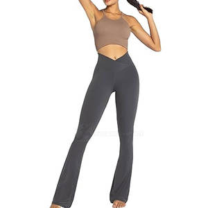 Pantalones acampanados rectos de cintura media XL para mujer, de punto de algodón/poliéster, cómodos, informales, de secado rápido, para invierno, ropa de calle, pantalones planos - Product Image 5