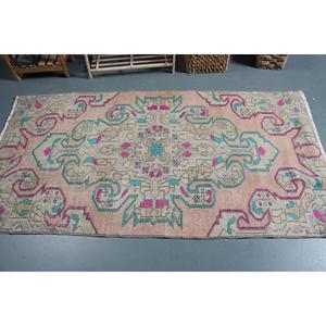 พรมตุรกี 3.4x6.6 ฟุต (104x202 ซม.) ลายสัตว์สีชมพู พรมวินเทจ - Product Image 3